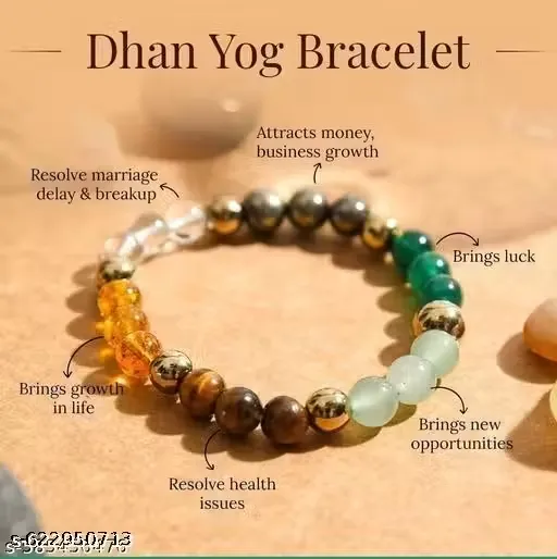 Dhan Yog Bracelet | Attracts Wealth & Financial Prosperity | Pyrite, Citrine, & Aventurine bracelet | Astrology Dhanyog Bracelet for Men & Women | Certificate of Authenticity