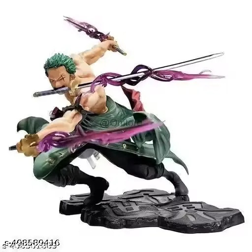 One Piece Roronoa Zoro Action Figure Set (18cm) with Dual Head Attachments - Authentic Design & Highly Detailed Replica