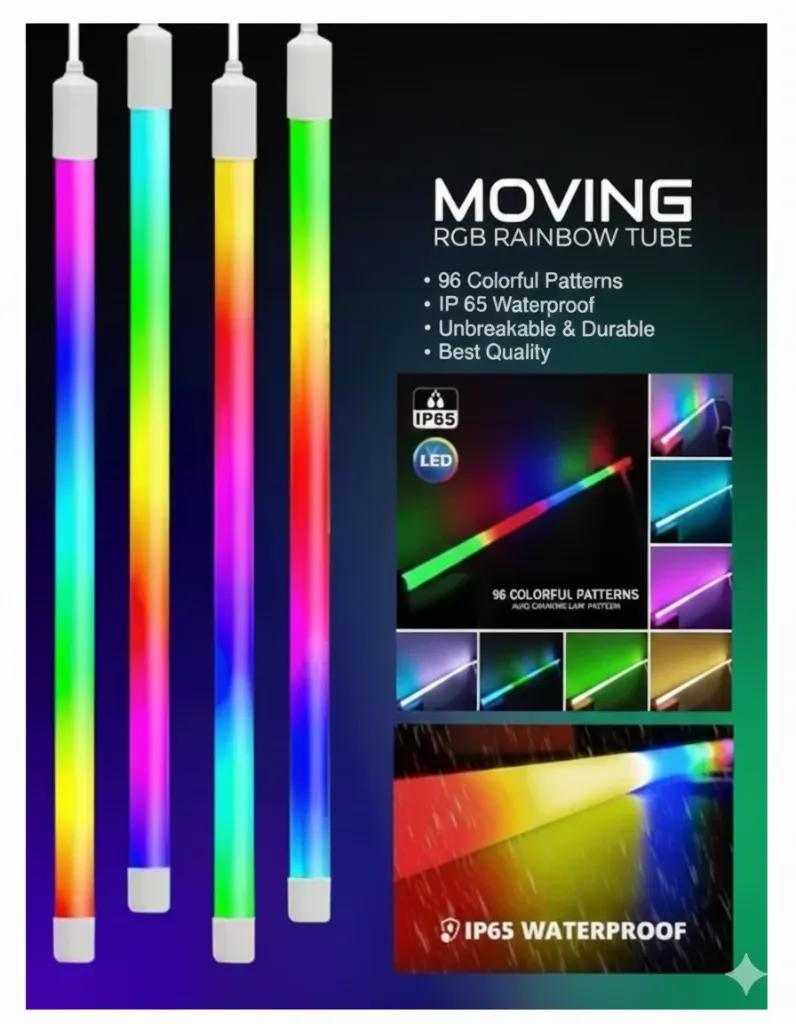 RGB LED Tube Light IP65 Waterproof | 96 Multicolor Patterns | Durable Mood Light 15 W